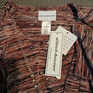 2 Pc w/ Necklace alfred dunner Woman's Top NWT Fall Colors Size L